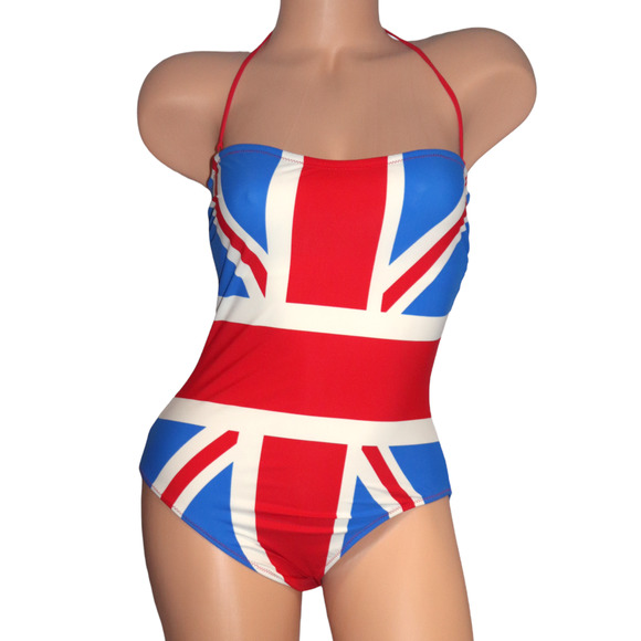 Red Carter UK British Flag One Piece Swimsuit Size - Main Image